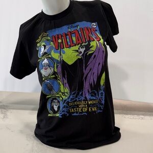 Disney Black Tee with Purple & Neon Green Villains Graphic